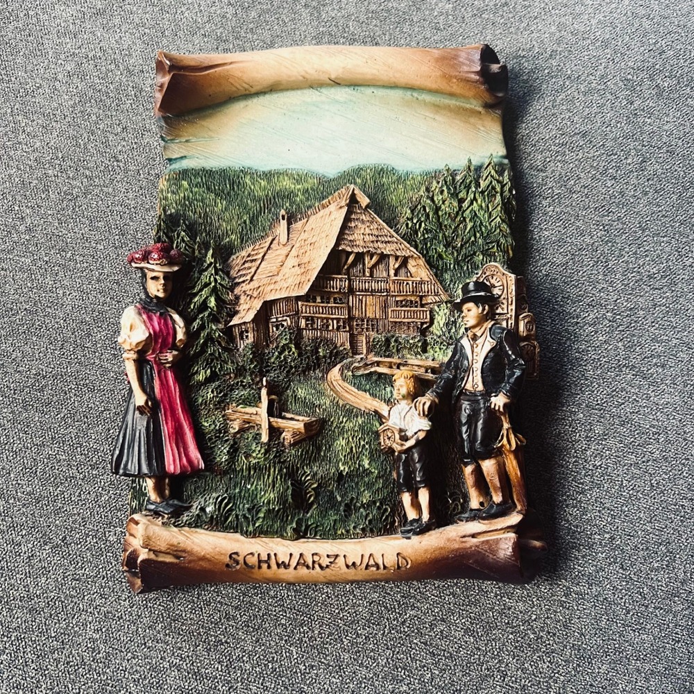 Schwarzwald Wall Plaque Vintage German Plaque Black Forest 3D Relief Relief Art